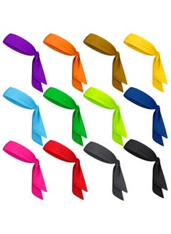Civaner 12 Pack Head Tie Headbands For Men Women Ninja Karate Headbands For Kids Adjustable Elastic Bandana Sweatbands Athletic Hair Wrap Bands For Sports Tennis Basketball Running Workout (Bright Color)  - Image 1
