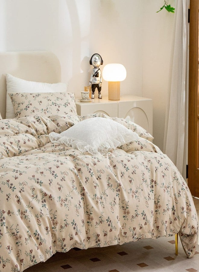 BUPIRD Floral Comforter Queen Set 3 Pieces Soft Cute Vintage Floral Bedding Comforter Lightweight Garden Style Floral Botanical Comforter Set for All Seasons 1 Comforter and 2 Pillowcases - Image 5