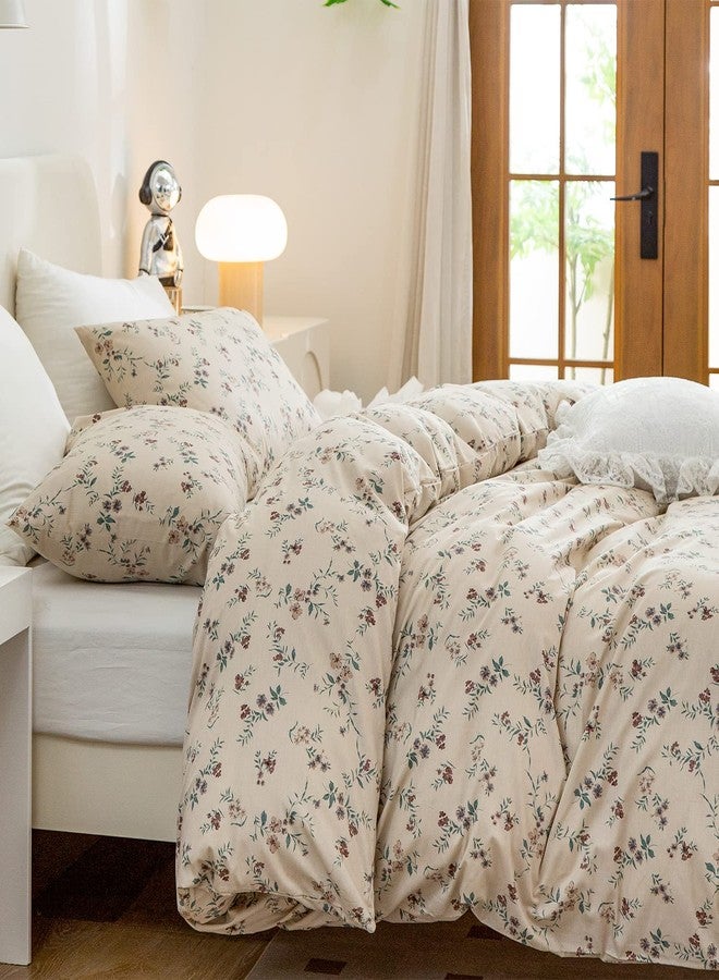 BUPIRD Floral Comforter Queen Set 3 Pieces Soft Cute Vintage Floral Bedding Comforter Lightweight Garden Style Floral Botanical Comforter Set for All Seasons 1 Comforter and 2 Pillowcases - Image 2