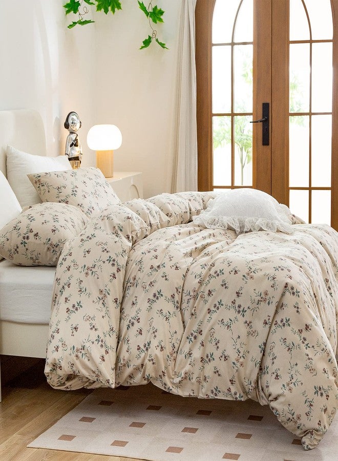 BUPIRD Floral Comforter Queen Set 3 Pieces Soft Cute Vintage Floral Bedding Comforter Lightweight Garden Style Floral Botanical Comforter Set for All Seasons 1 Comforter and 2 Pillowcases - Image 4