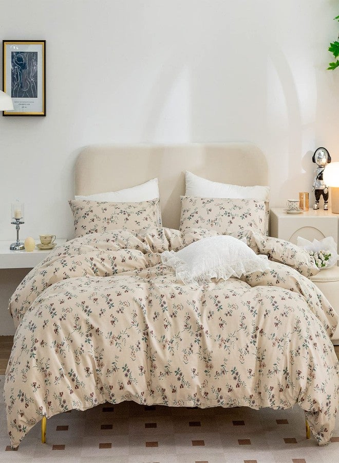 BUPIRD Floral Comforter Queen Set 3 Pieces Soft Cute Vintage Floral Bedding Comforter Lightweight Garden Style Floral Botanical Comforter Set for All Seasons 1 Comforter and 2 Pillowcases - Image 1