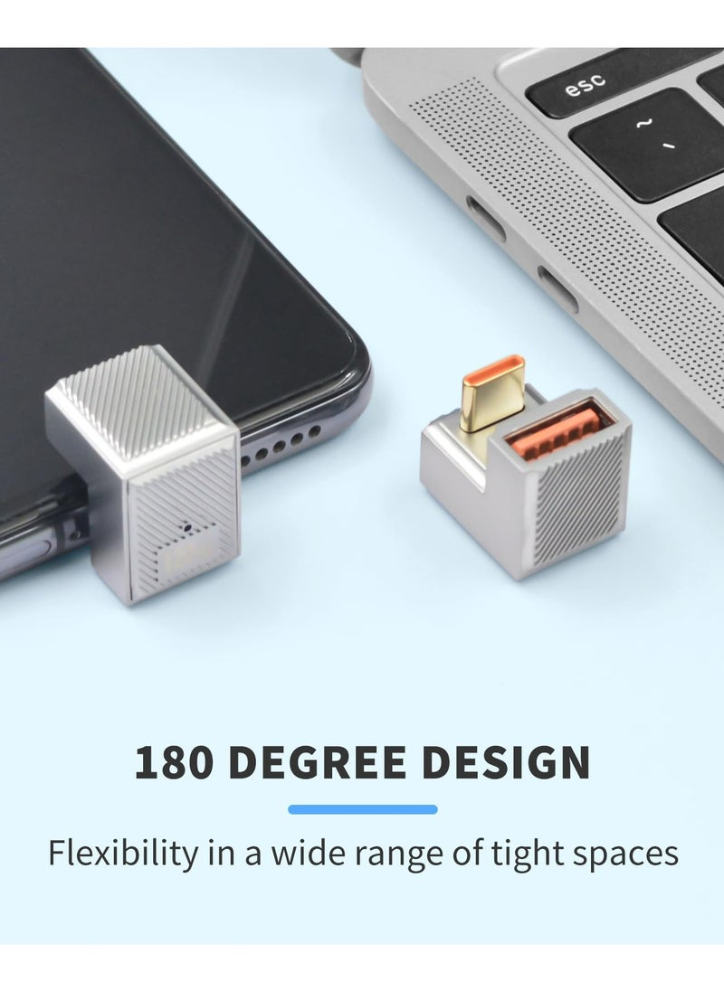 CMGTYYD 180 Degree USB C to USB Adapter 10Gbps, U Shape USB C to USB A Adapter 120W, USB C Male to USB 3.0 Female Adapter with LED Indicator Light for MacBook Pro, Laptop, Samsung Galaxy 2 Pack  - Image 3