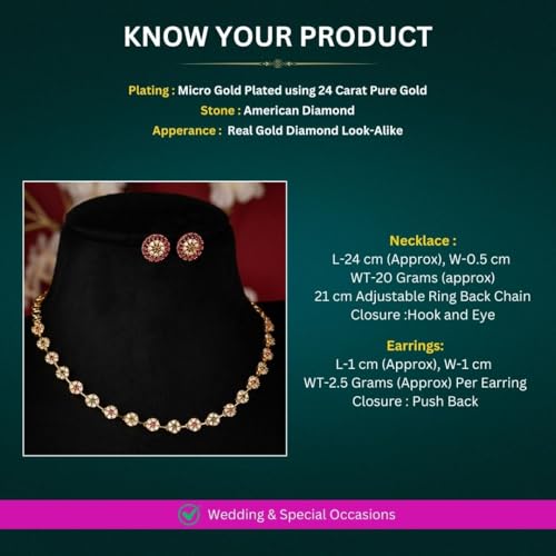 Sasitrends Traditional Micro Gold Plated American Diamond Stone Jewellery Set for Women & Girls - Image 2