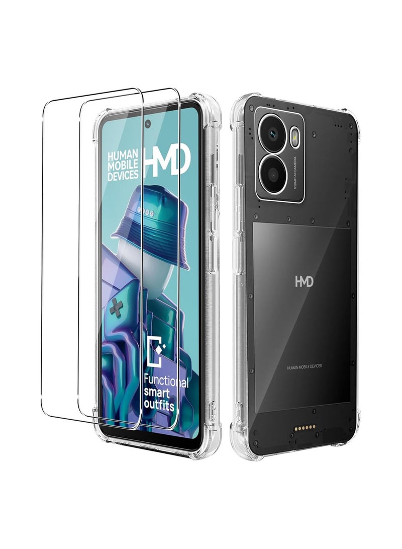 general Compatible with HMD Fusion protective case, ultra-transparent 【scratch-resistant】 soft TPU protective cover with full-body shock-absorbing sturdy bumper cover, with 2 tempered glass screen protectors - Image 1