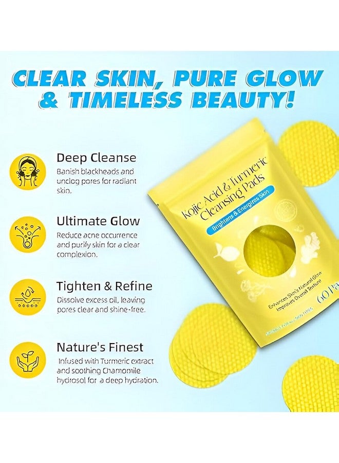 VEZPAX Turmeric & Kojic Acid Cleansing Pads (60 Count) - Gentle, Non-Irritating Facial Pads for Skin Oil Balance, Suitable for All Skin Types(60pcs) - Image 5