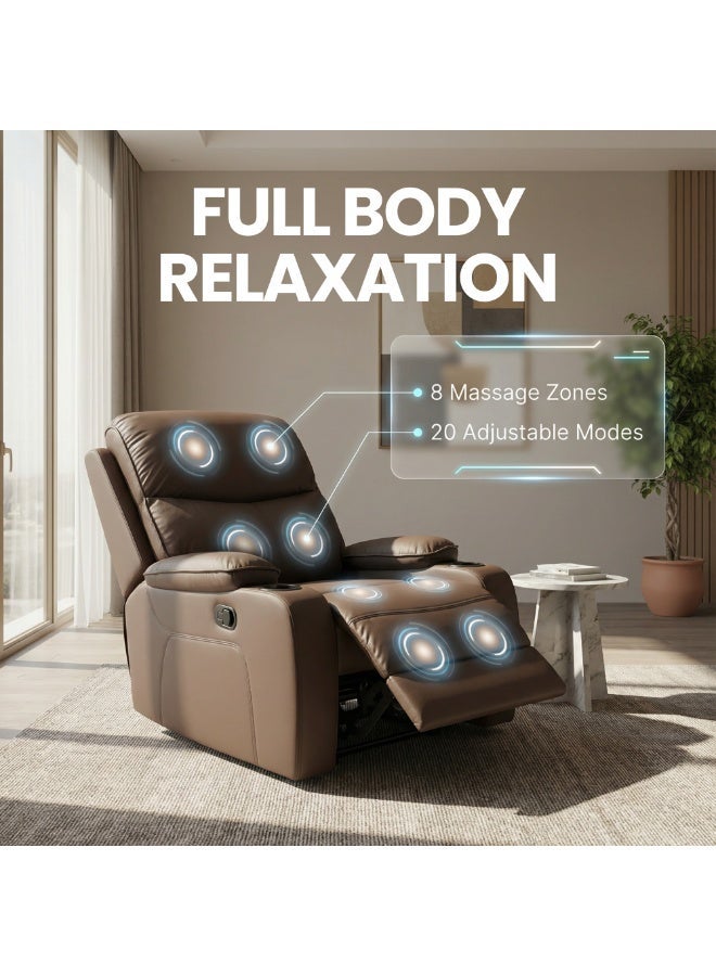 Sereno Life First Class Massage Recliner Sofa with Heat Therapy, 8 Massage Zones, 20 Programs, Rocking Motion & Adjustable Recline – Luxury Home Massage Chair Sofa (Brown) - Image 3