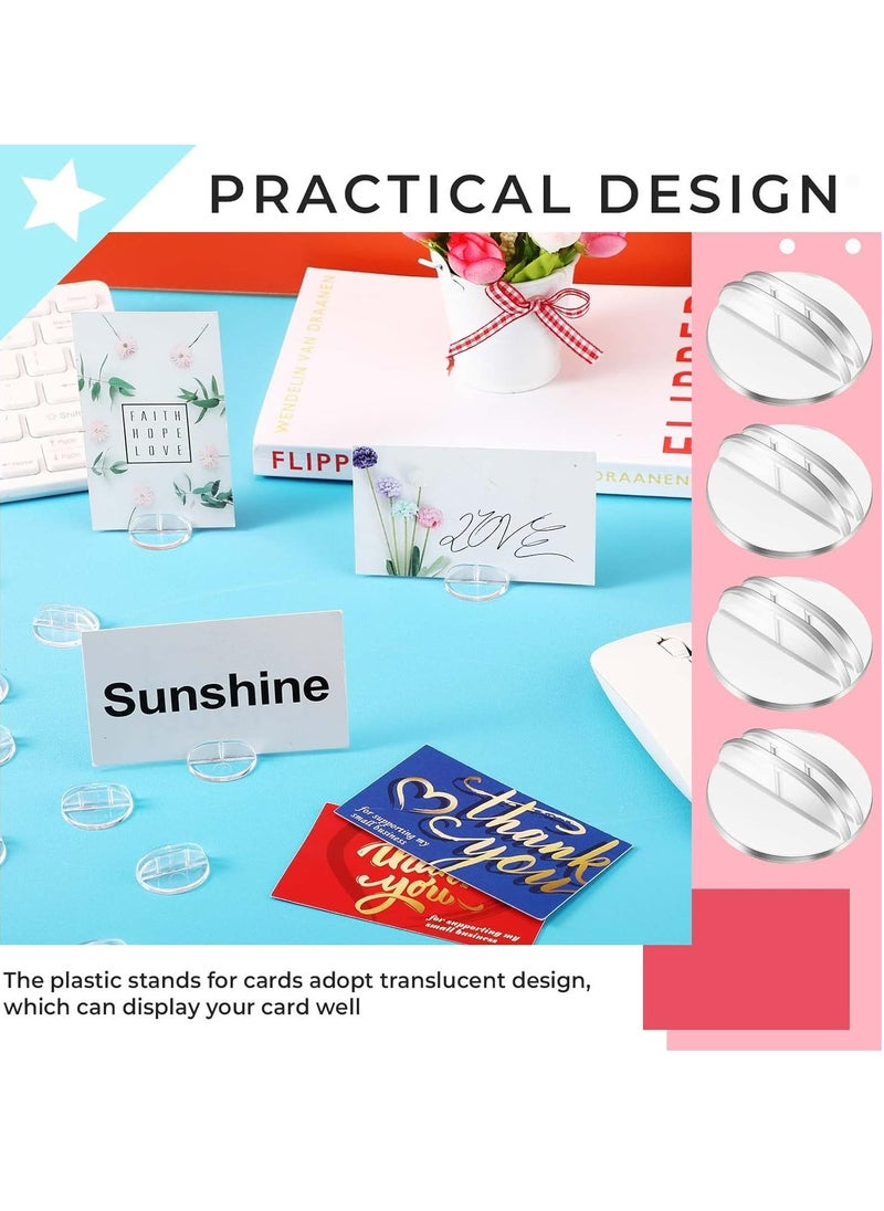 Oasisgalore - 50 Pcs Translucent Card Stands Holders Clear Paper Board Clips for Table Numbers Business Price Tags Menus Labels Party - Image 1
