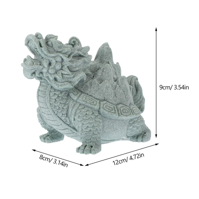Handcrafted Natural Sandstone Dragon Turtle Sculpture Desk Decor - Image 3