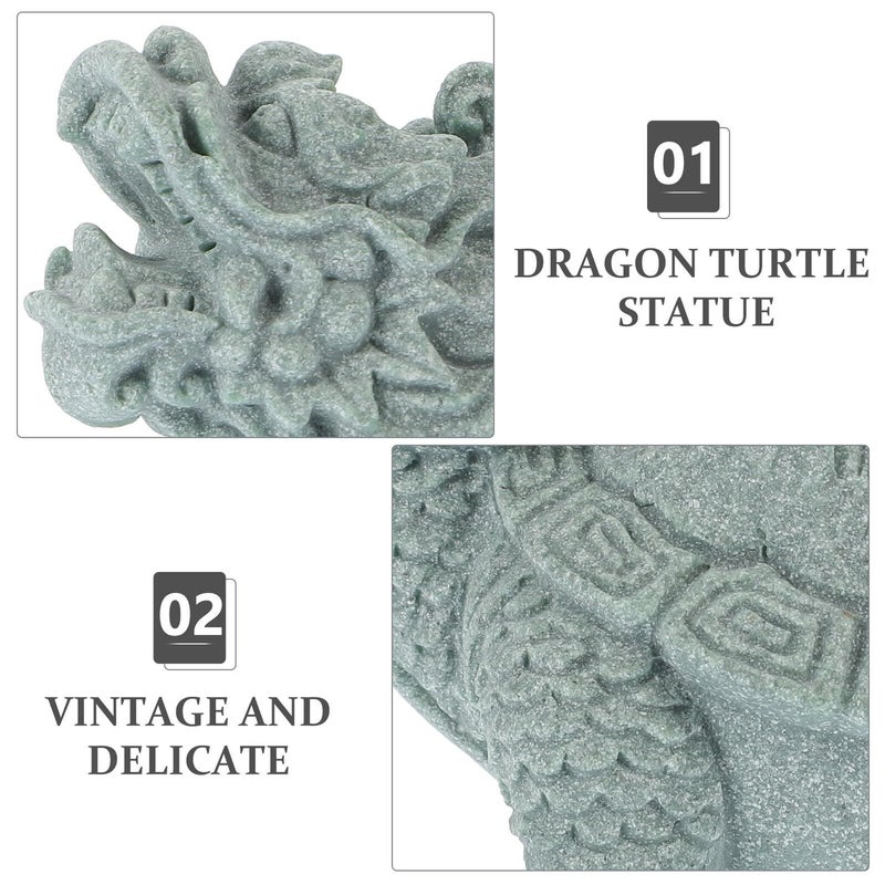 Handcrafted Natural Sandstone Dragon Turtle Sculpture Desk Decor - Image 5