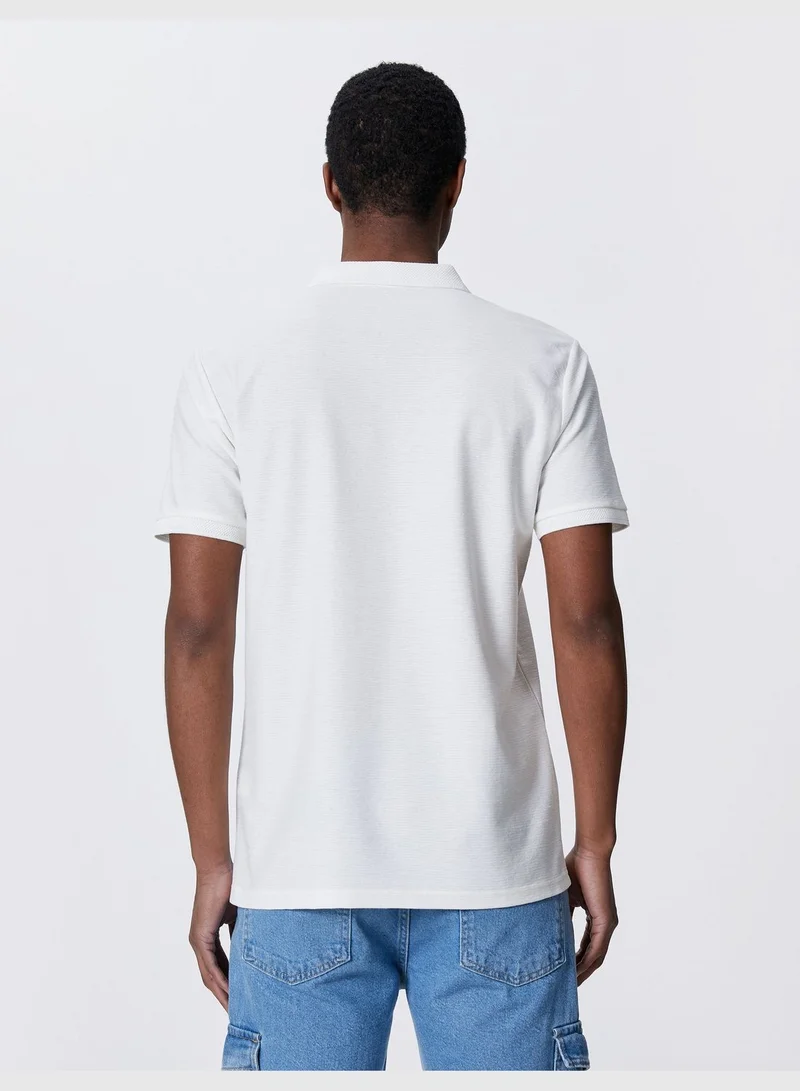 KOTON Basic Polo Neck T-Shirt Button Detailed Short Sleeve