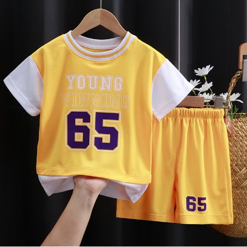 2024 Kids Summer Sports Jersey Set Boys Short Sleeve Vest Shorts PD-03 yellow ball uniform 