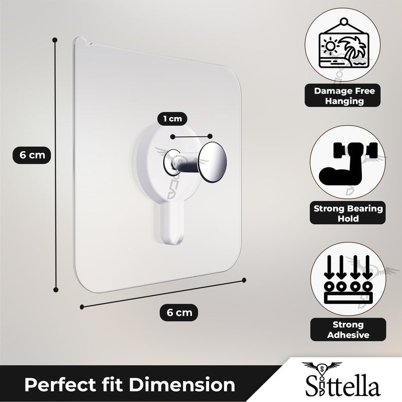 SITTELLA Stainless Steel 10 Pieces Self Adhesive Heavy Duty Nail Photo Wall Hook No Drilling Installation For Use Inside Home Kitchen Transparent - Image 2