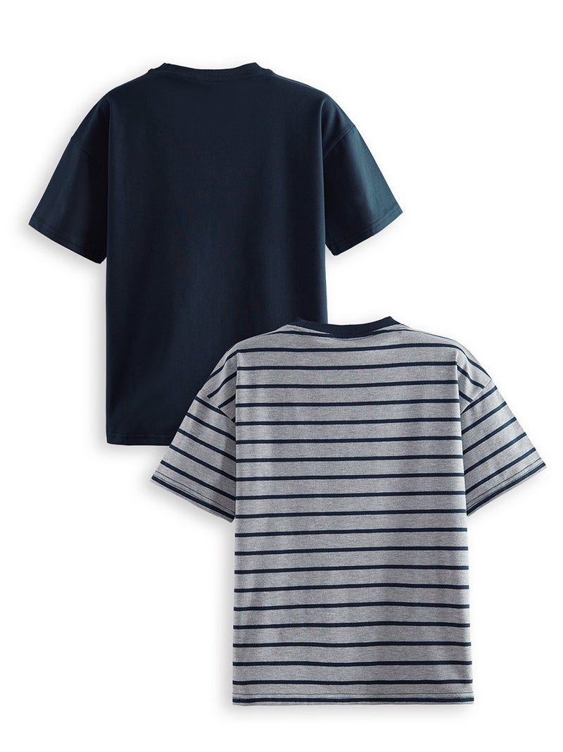 Denokids 2 Pack Boy Navy Blue&Grey T-shirts - Image 4