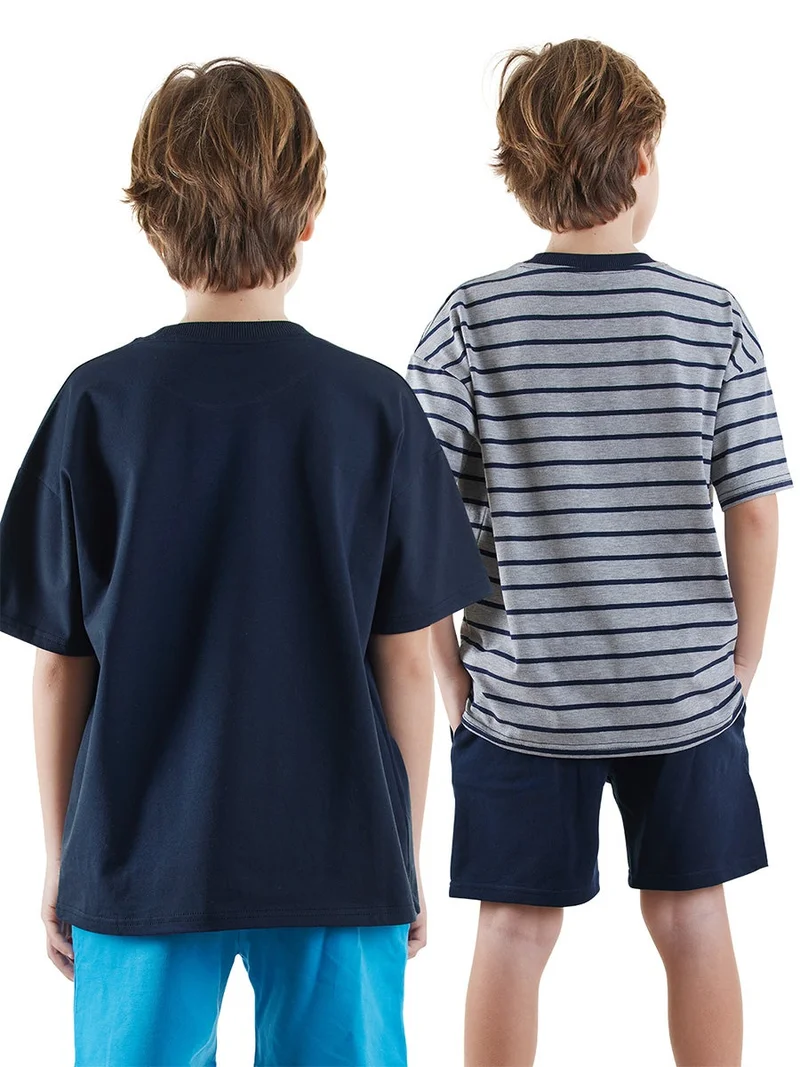 Denokids 2 Pack Boy Navy Blue&Grey T-shirts