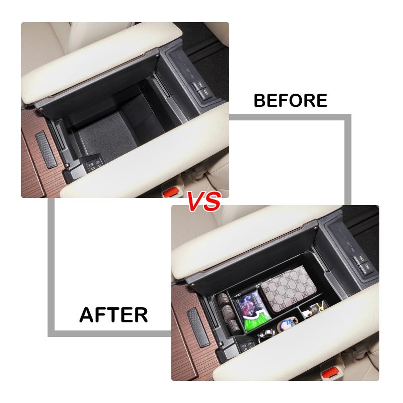HGWEI Center Console Organizer Tray Compatible with 2021-2026 Toyota Sienna Accessories, Sienna LE Limited Platinum SE XLE XSE Coin Container Armrest Secondary Storage Box, Black - Image 3