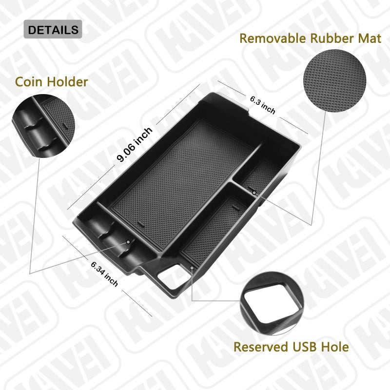 HGWEI Center Console Organizer Tray Compatible with 2021-2026 Toyota Sienna Accessories, Sienna LE Limited Platinum SE XLE XSE Coin Container Armrest Secondary Storage Box, Black - Image 5