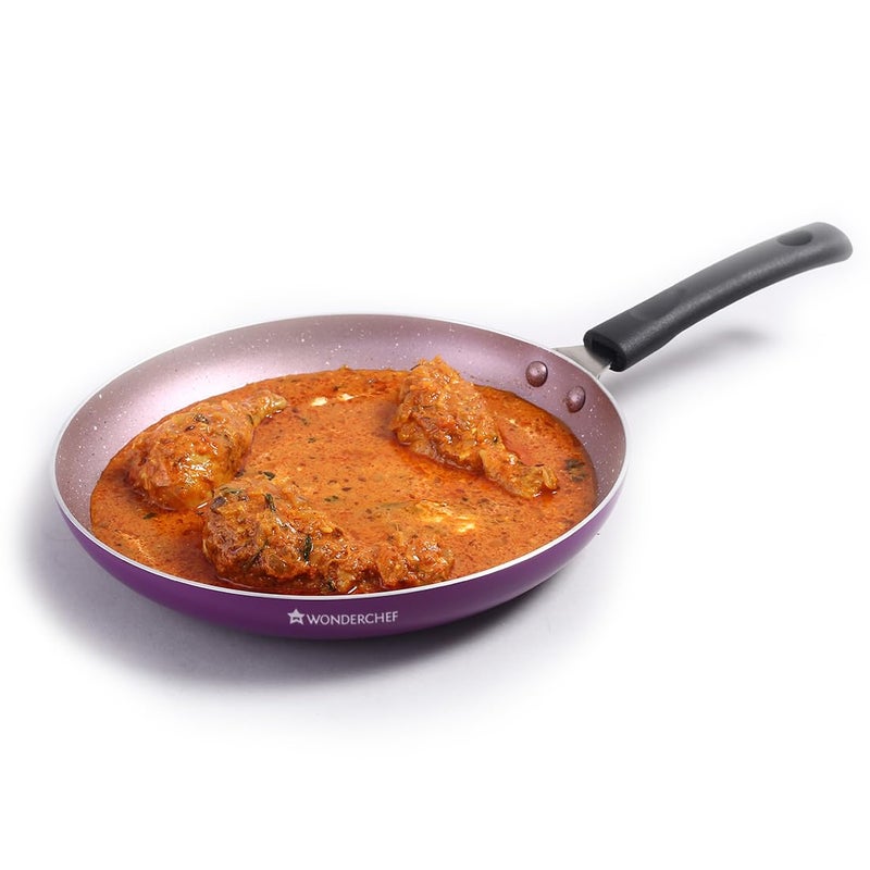 Wonderchef Valencia Non-Stick Fry Pan | Cool Touch Bakelite Handle | Pure Grade Aluminium| PFOA Free | 1.5 litres Capacity | Size 24 cm | 1 Year Warranty | Purple - Image 1