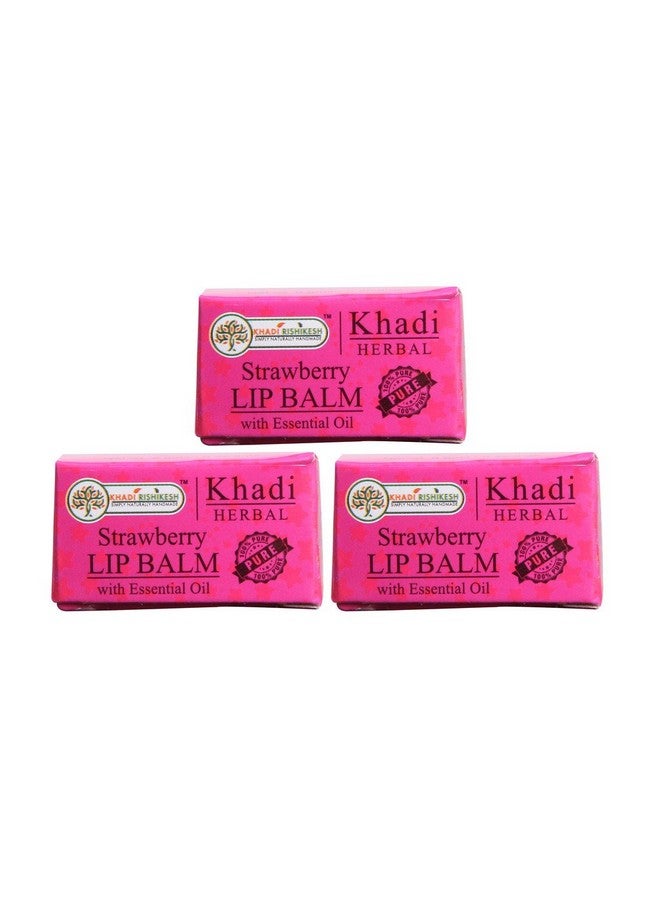 KHADI RISHIKESH Herbal Strawberry Lip Balm Combo Set Pack Of - 8GM x 3 (24Gm) - Image 1