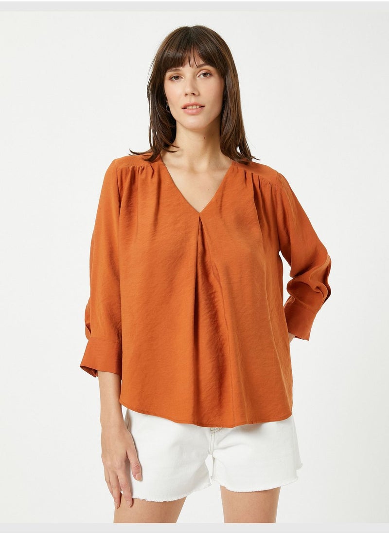 KOTON V Neck Blouse Relax Fit Silky Fabric  - Image 3