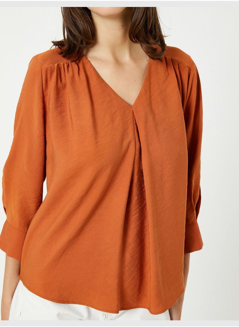 KOTON V Neck Blouse Relax Fit Silky Fabric  - Image 5