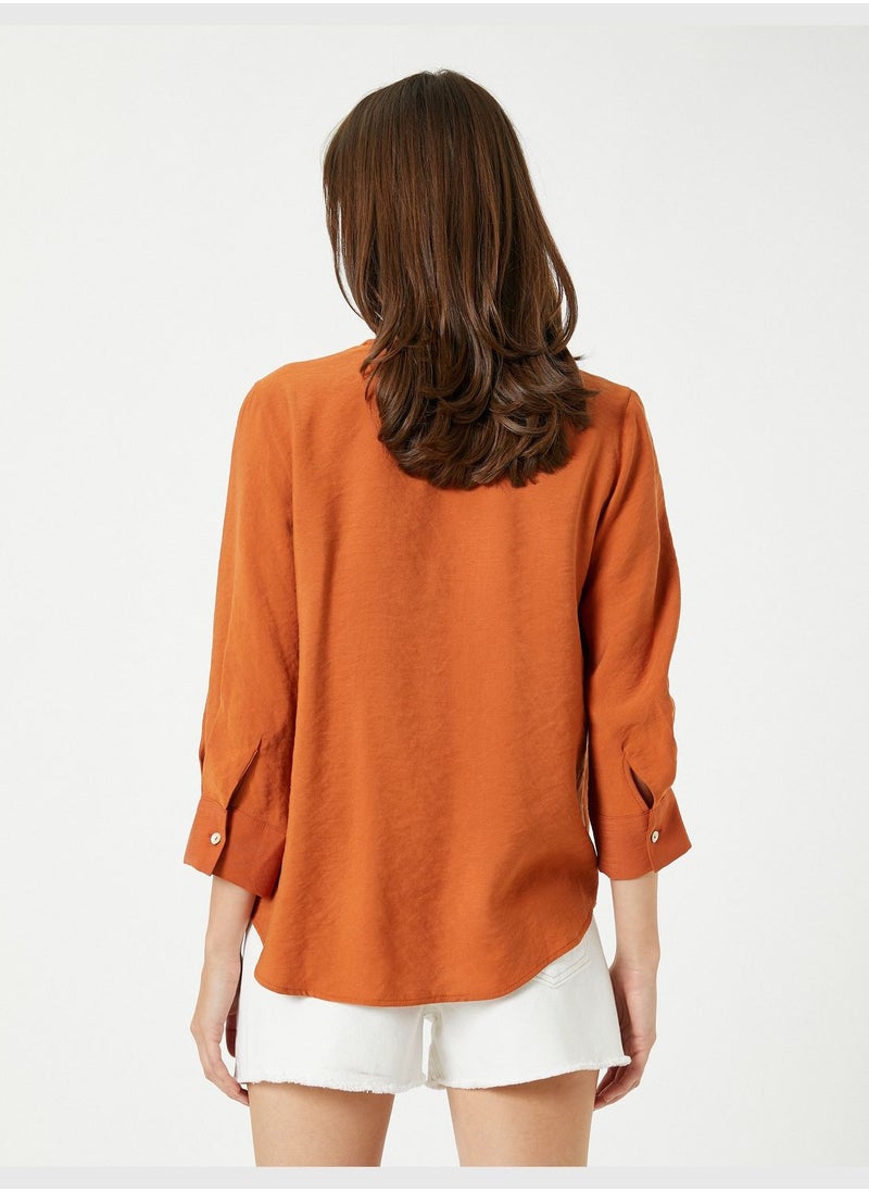 KOTON V Neck Blouse Relax Fit Silky Fabric  - Image 4