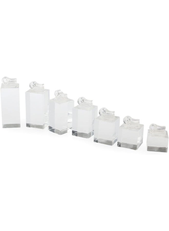 klarako 7pcs Acrylic Cube Display Stand Holder for Jewelry Ring Earrings Riser Clear 