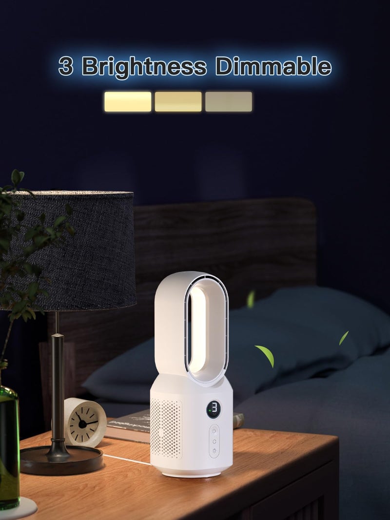 let'me 13 Inch Desk Fan, Bladeless Table Fan, 106Â° Oscillating Fan Touch Control with 3 Speeds and Night Light, Small Quiet Desk Fan for Personal, Office, Nightstand - Image 4