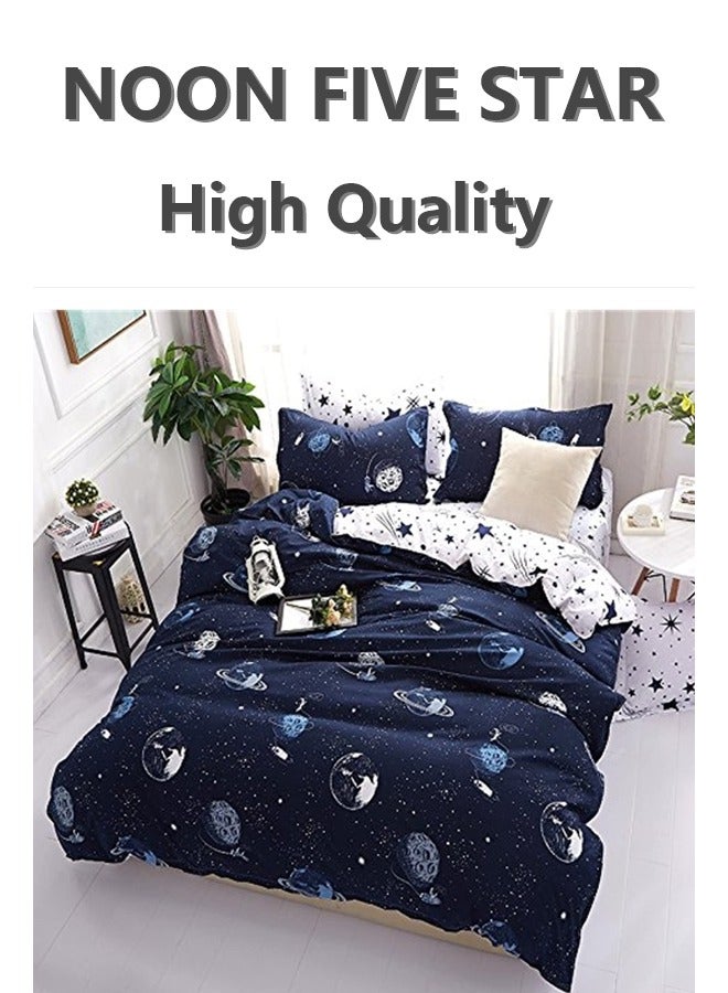 Reversible Pattern King Size 220x240cm 6PCS Duvet Cover 4Pillow Cover 1 Dual Side Use Fitted Sheet