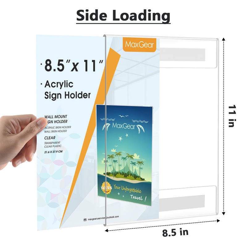 MaxGear Acrylic Sign Holder 8.5 x 11 Wall Mount Clear Plastic Sign Holders with Double Sided Tape, Paper Poster Door Document Flyer Acrylic Wall Frame for Office, Home, Store, Restaurant, 2 Pack - Image 5