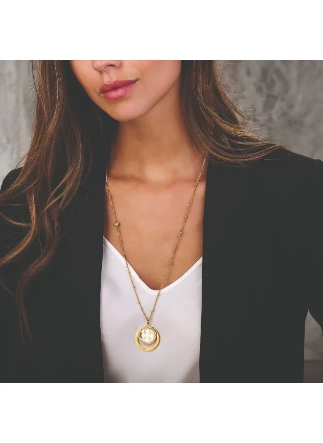 CERRUTI 1881 Onagrace NecklaceGold-Plated Pendant with Mother of Pearl and CrystalsElegant and Timeless Design for All Occasions