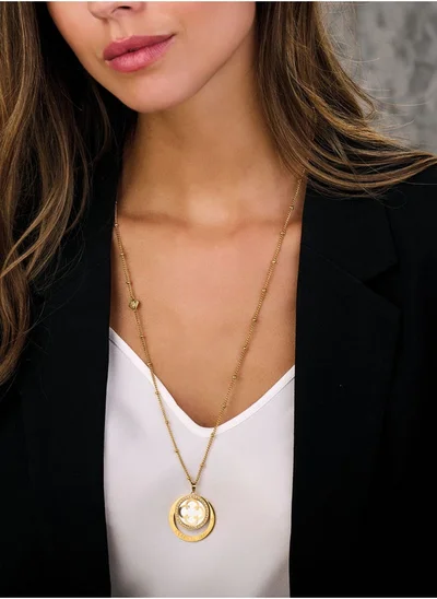 CERRUTI 1881 Onagrace NecklaceGold-Plated Pendant with Mother of Pearl and CrystalsElegant and Timeless Design for All Occasions