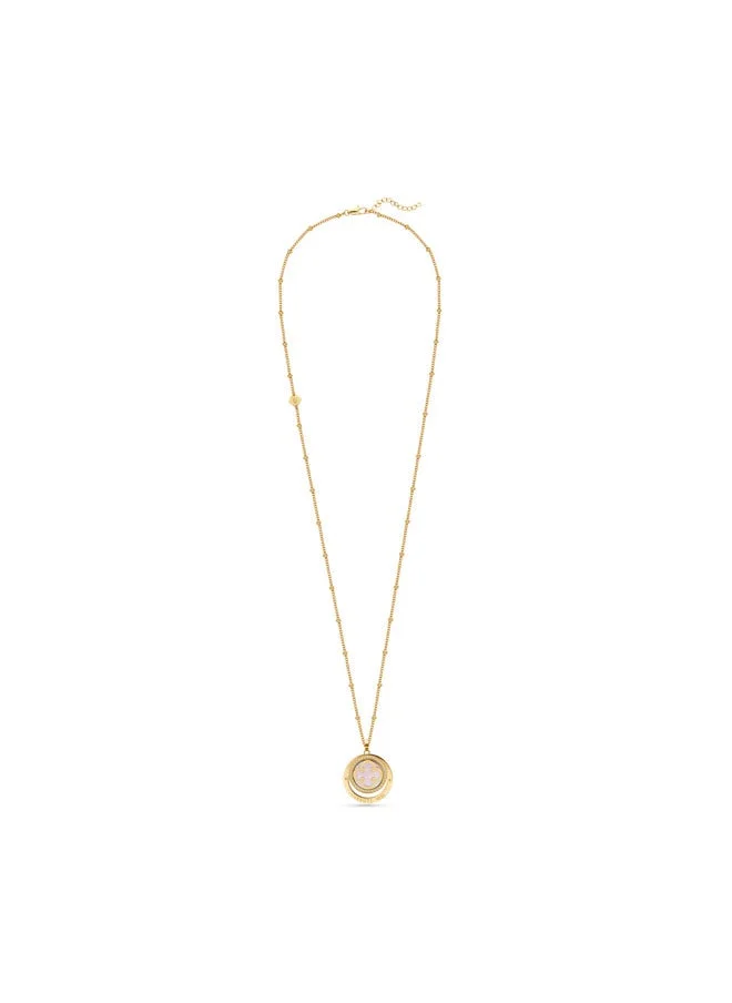 CERRUTI 1881 Onagrace NecklaceGold-Plated Pendant with Mother of Pearl and CrystalsElegant and Timeless Design for All Occasions