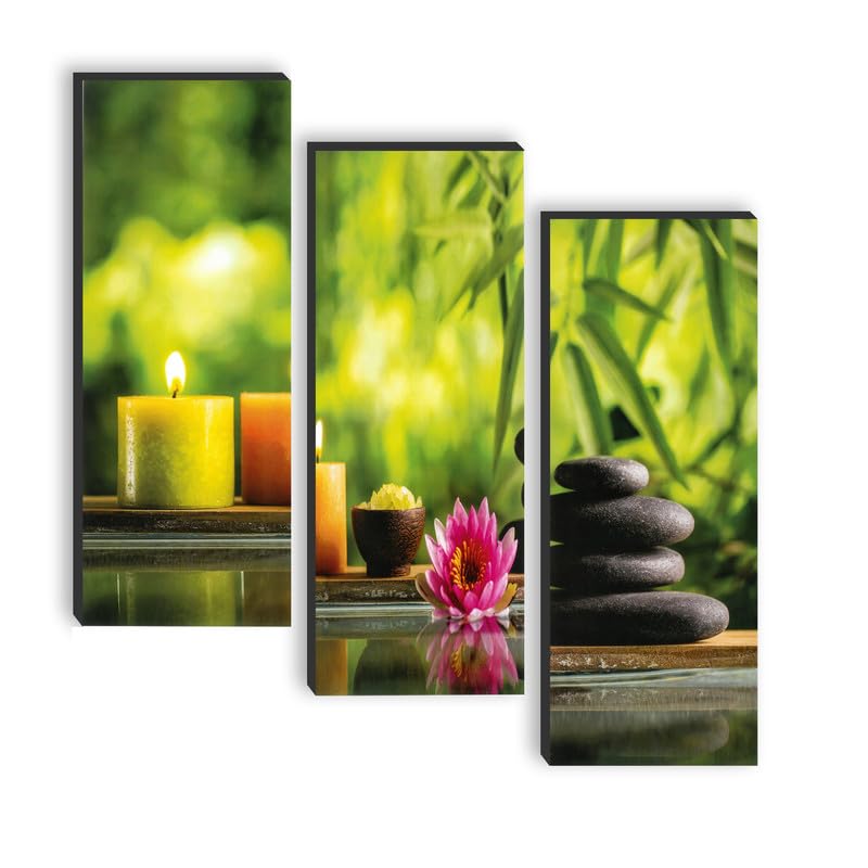 SAF SAF paintings set of 3 Candle And Lotus UV textured self adeshive wall painting for home decoration SANF-SJ197  - Image 1