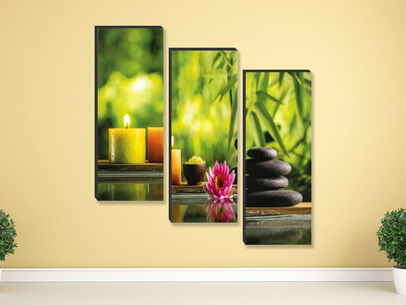 SAF SAF paintings set of 3 Candle And Lotus UV textured self adeshive wall painting for home decoration SANF-SJ197  - Image 2