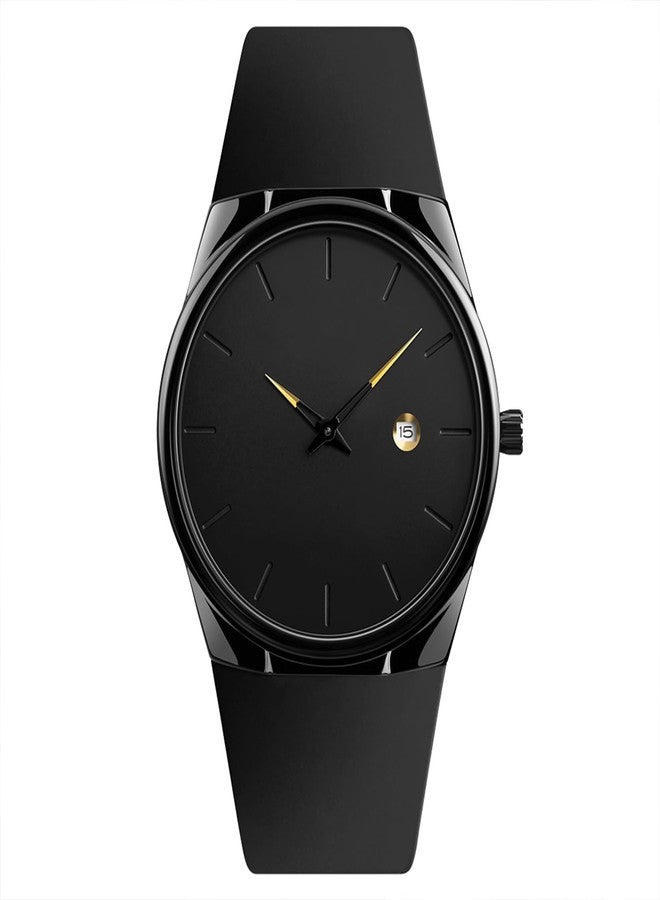 BESTKANG Men's Sports Casual Quartz Watch, 30m Water Resistant, Date Window, Alloy Case & Silicone Strap, 5 Color Options (Black/Red/Khaki/Blue/Army Green) for Everyday, Dress & Outdoor, Black, Fallow - Image 1