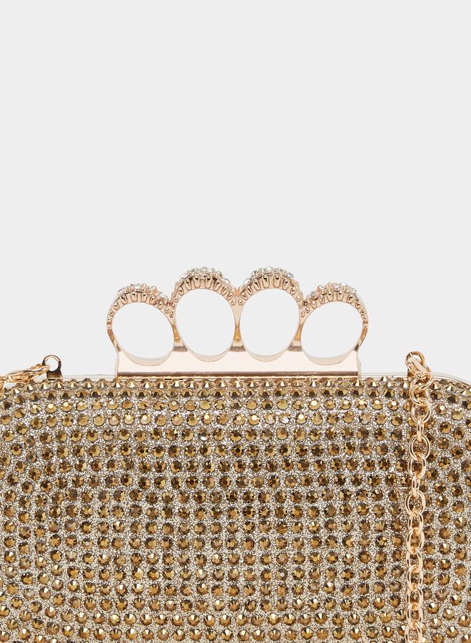 Styli Gold Embellished Clutch Bag - Image 3
