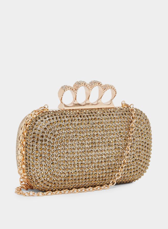 Styli Gold Embellished Clutch Bag - Image 1