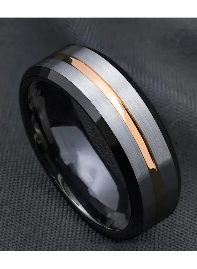 Home Clearance Sale Stylish Men's Stainless Steel Ring with Double-Sided Blue & Golden Finish - Perfect Valentine's Day or Anniversary Gift - Image 4