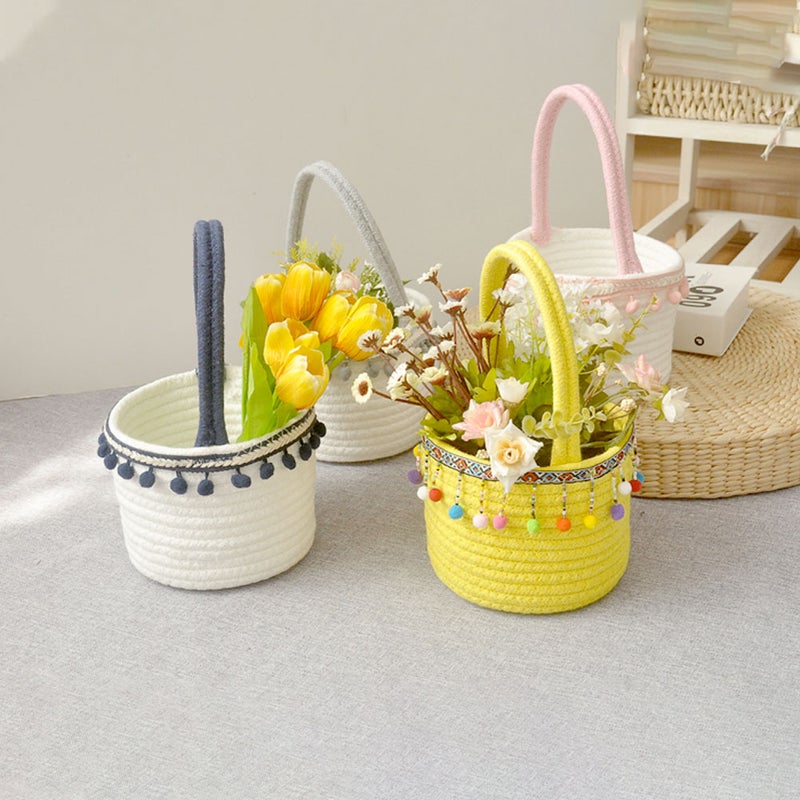 Simple Flower Basket Woven Hanging Basket Cotton Rope Basket(Random Designs) - Image 4