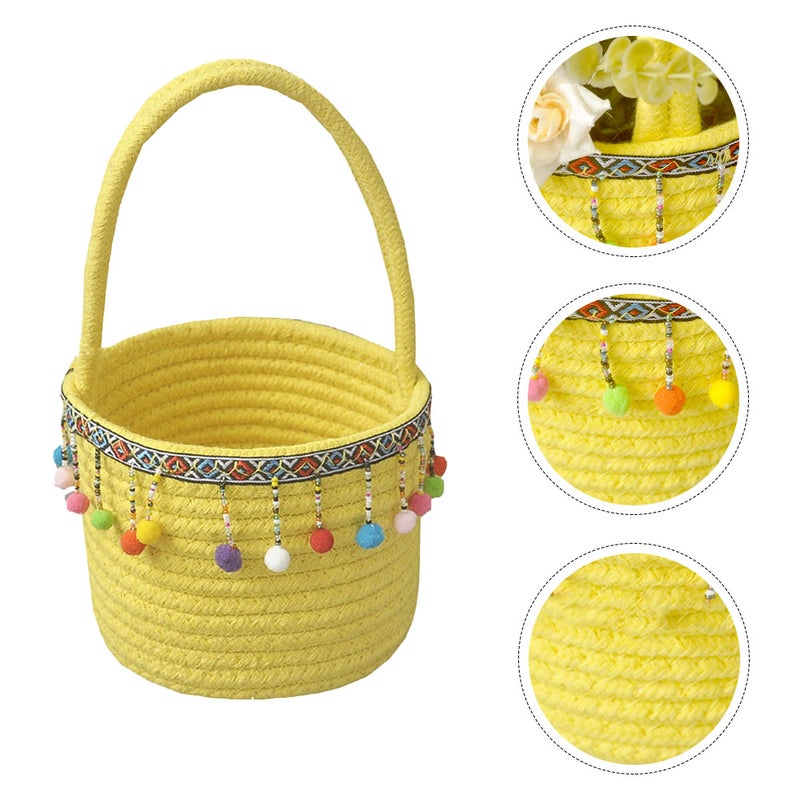 Simple Flower Basket Woven Hanging Basket Cotton Rope Basket(Random Designs) - Image 1