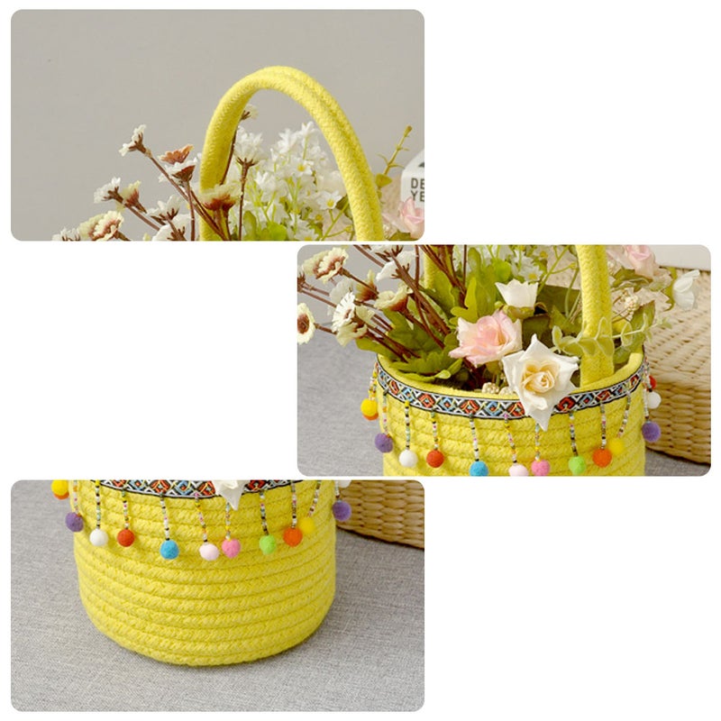 Simple Flower Basket Woven Hanging Basket Cotton Rope Basket(Random Designs) - Image 5
