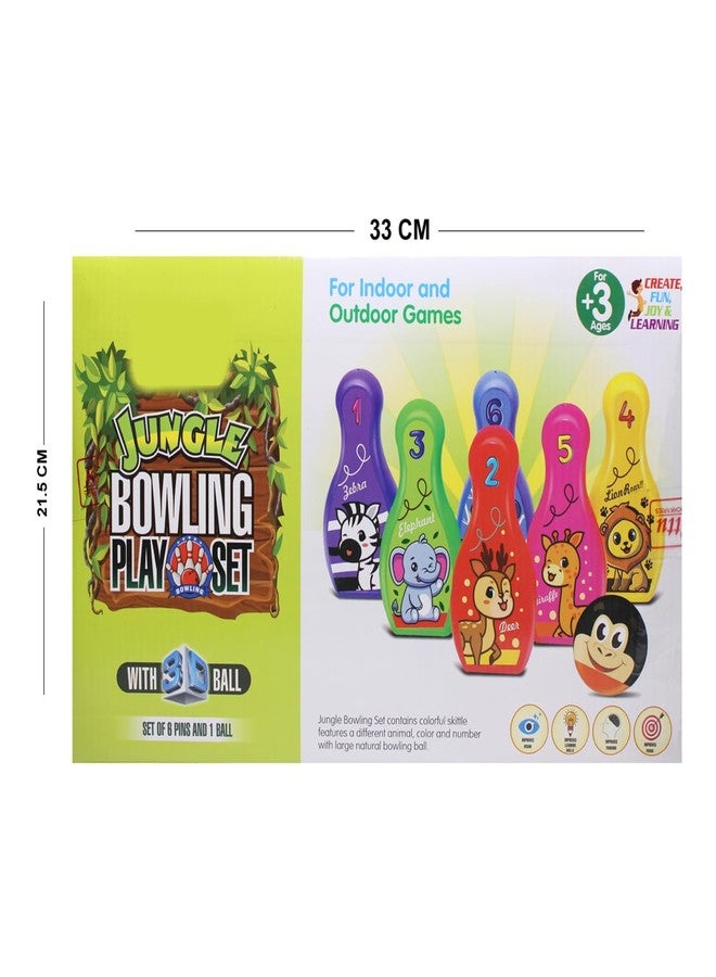 GLAN Portable Bowling Play Toy Set with 6 Pins and 1 Ball Indoor Outdoor Sports Game for Kids Multicolour Pack of 1 (Funny Throwing Game) - Image 2
