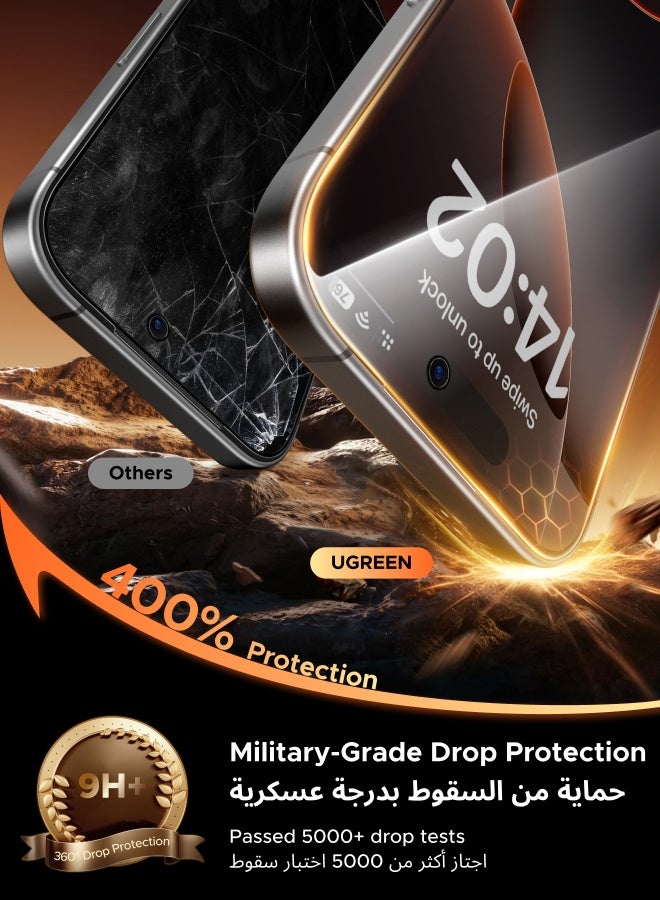 Ugreen 2-Pack for iPhone 17 Pro Max Privacy Screen Protector, 9H Hardness, 28° Blocks Views, Anti-spy Tempered-Glass Support Face ID with Easy Installation Tool, Case Friendly, Scratch Resistant - - Image 5