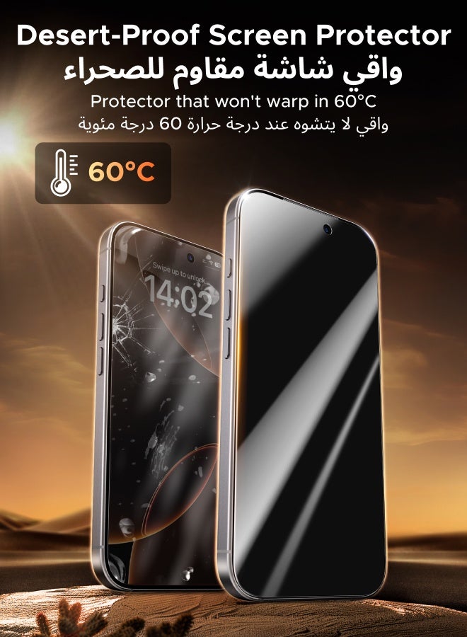 Ugreen 2-Pack for iPhone 17 Pro Max Privacy Screen Protector, 9H Hardness, 28° Blocks Views, Anti-spy Tempered-Glass Support Face ID with Easy Installation Tool, Case Friendly, Scratch Resistant - - Image 4