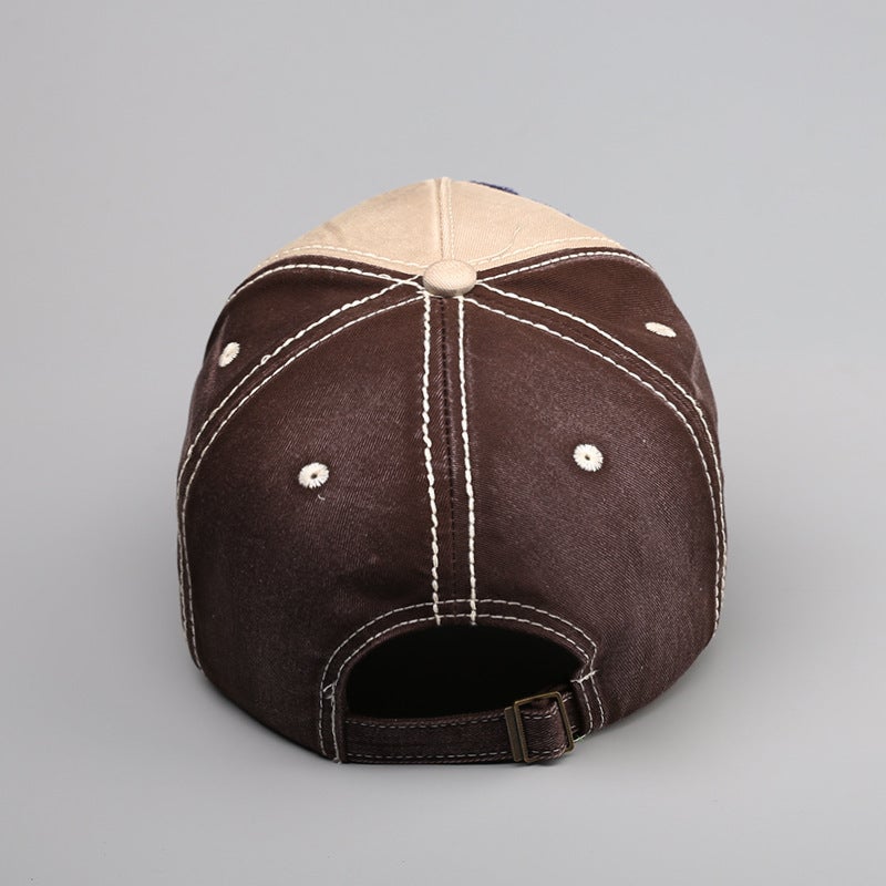 American Vintage Washed Old All-Match Sunshade Sunscreen Baseball Cap Big Head Covering Face Plain Three-Dimensional Embroidered Hat - Image 4
