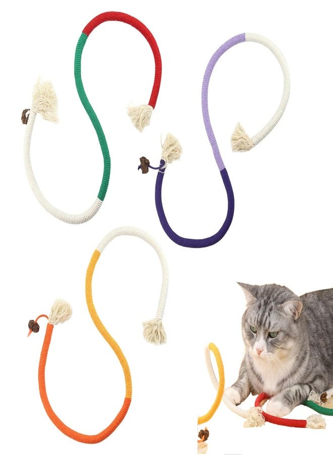 PetPhindU Cat Toys Extended Catnip Toys for Indoor Kitten Cat Chew Molar Scratch Interactive Cat Cotton Rope Cleaning Teeth Cat Dental Stick Cat Treat Kitty Self Play Cat (23.6”) (One Size,mixed colors 3pcs) - Image 1