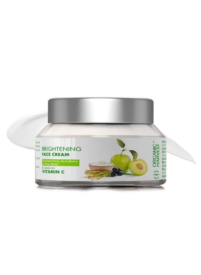 Organic Harvest - Brightening Face Cream: Kakadu Plum Acai Berry & Rice Water; Ideal For All Skin Types; Reduces Dark Spot Protect From Sun Damage; 100% American Certified Organic Paraben & Sulphate Free 50 Gm - Image 1
