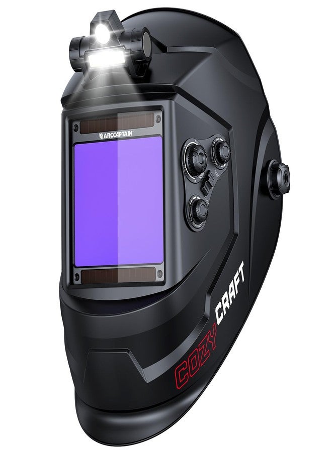 ARCCAPTAIN Large View 3.94" x 3.66" True Color Auto Darkening Welding Helmet with Light, Solar Powered Welding Hood, 4 Arc Sensor Wide Shade 4/5-9/9-13 for Stick MIG TIG Cut - Image 1