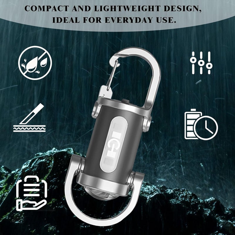 SHENYI 3pcs 500lm Waterproof Mini Keychain Flashlight - Rechargeable LED Torch for Camping and Hiking - Image 3