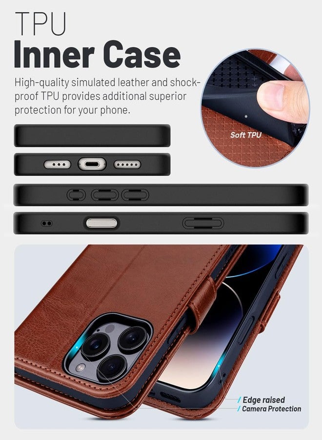 OCASE for iPhone 16 Pro Case, PU Leather Wallet, Magnetic Flip Folio Cover with RFID Blocking, Card Holders, Shockproof TPU, and Kickstand for 6.3 Inch iPhone 16 Pro (2024), Dark Brown - Image 5